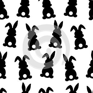 Seamless pattern easter bunny silhouettes vector illustration